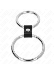 KINK - ANILLO PENE DOBLE METAL 3.7 CM A 5 CM CONECTADOS POR CORREA POLIPIEL MODELO 1