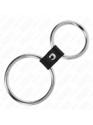 KINK - ANILLO PENE DOBLE METAL 3.7 CM A 5 CM CONECTADOS POR CORREA POLIPIEL MODELO 1
