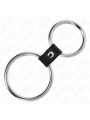 KINK - ANILLO PENE DOBLE METAL 3.7 CM A 5 CM CONECTADOS POR CORREA POLIPIEL MODELO 1