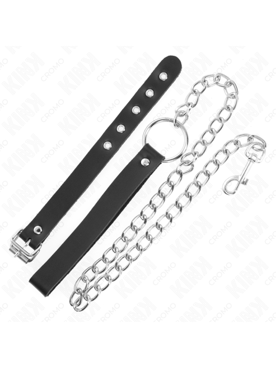 KINK - ANILLO PENE CUERO CON CORREA 21.5 X 2 CM Y CADENA METAL 60 CM