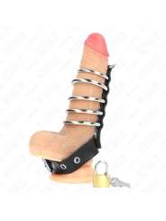 KINK - ANILLO PENE CUERO CORREA CON CERRADURA 21 X 2 CM Y 5 ANILLOS METAL DE 3 CM A 4 CM