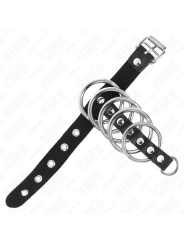 KINK - ANILLO PENE CUERO CORREA CON CERRADURA 21 X 2 CM Y 5 ANILLOS METAL DE 3 CM A 4 CM