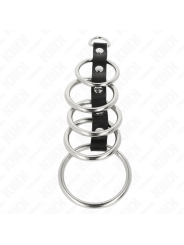 KINK - 5 ANILLOS PENE METAL 3.2 CM A 5 CM CONECTADOS POR POLIPIEL