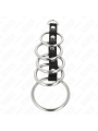 KINK - 5 ANILLOS PENE METAL 3.2 CM A 5 CM CONECTADOS POR POLIPIEL