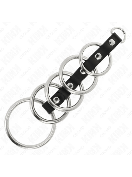 KINK - 5 ANILLOS PENE METAL 3.2 CM A 5 CM CONECTADOS POR POLIPIEL