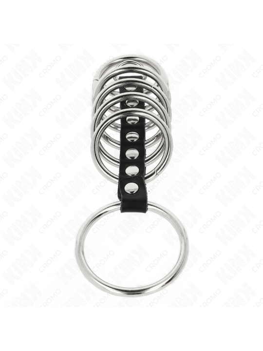 KINK - 7 ANILLOS PENE METAL 3.2 CM A 5 CM CONECTADOS POR POLIPIEL
