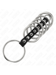 KINK - 7 ANILLOS PENE METAL 3.2 CM A 5 CM CONECTADOS POR POLIPIEL