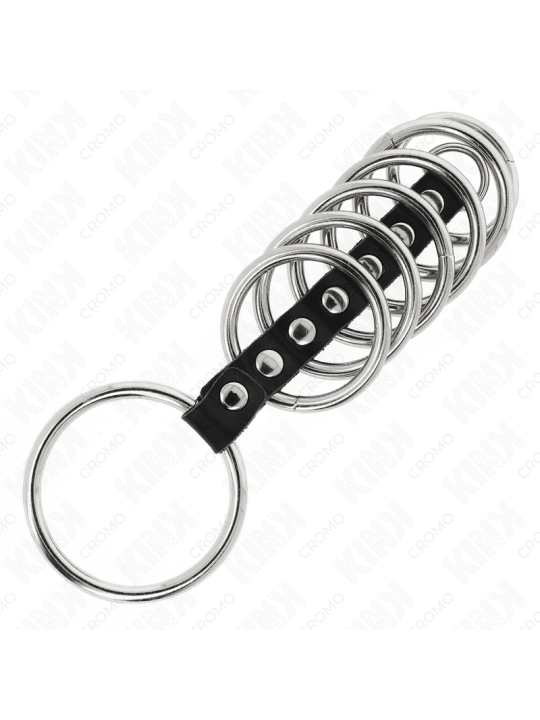 KINK - 7 ANILLOS PENE METAL 3.2 CM A 5 CM CONECTADOS POR POLIPIEL