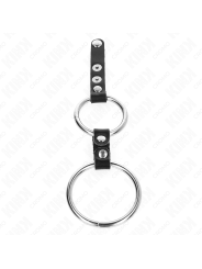 KINK - ANILLO PENE DOBLE 3.8 CM A 5 CM CONECTADOS POR CUERO