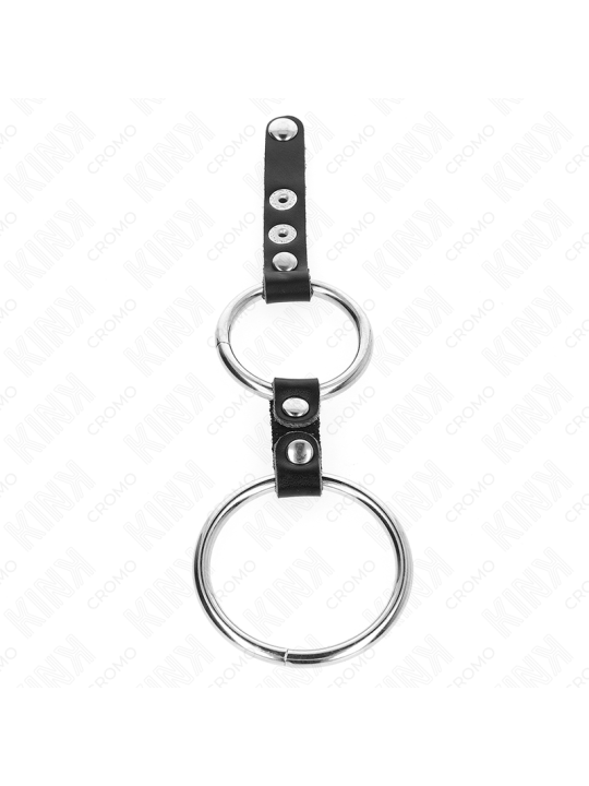 KINK - ANILLO PENE DOBLE 3.8 CM A 5 CM CONECTADOS POR CUERO