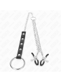 KINK - ANILLO PENE METAL CON CADENA Y PINZAS PARA PEZONES AJUSTABLE