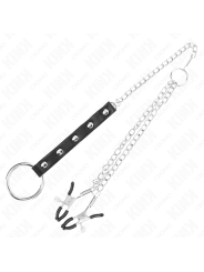 KINK - ANILLO PENE METAL CON CADENA Y PINZAS PARA PEZONES AJUSTABLE