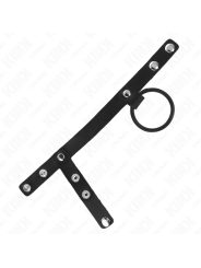 KINK - ANILLO PENE SILICONA 3.8 CM CON DIVISOR DE BOLAS Y CORREA DE CUERO 22 X 1.5 CM