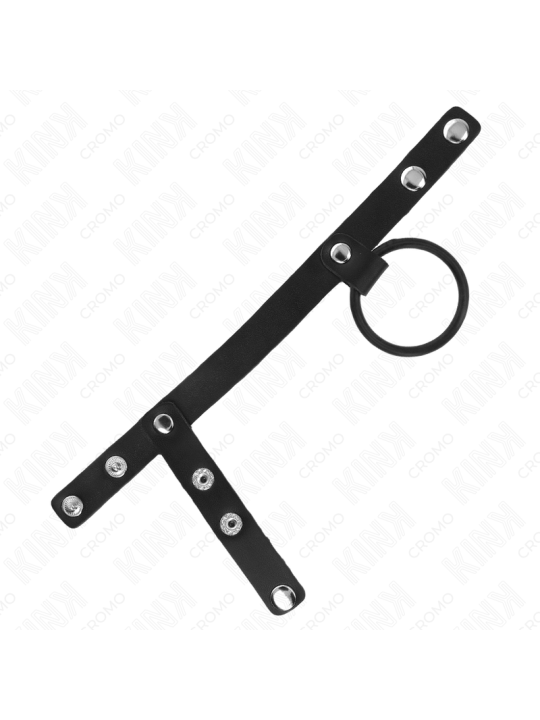 KINK - ANILLO PENE SILICONA 3.8 CM CON DIVISOR DE BOLAS Y CORREA DE CUERO 22 X 1.5 CM