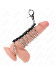 KINK - 7 ANILLOS PENE METAL 3.8 CM A 5 CM CONECTADOS CON POLIPIEL Y CADENA METAL 100 CM