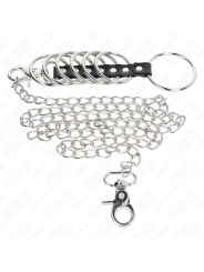KINK - 7 ANILLOS PENE METAL 3.8 CM A 5 CM CONECTADOS CON POLIPIEL Y CADENA METAL 100 CM