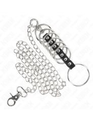KINK - 7 ANILLOS PENE METAL 3.8 CM A 5 CM CONECTADOS CON POLIPIEL Y CADENA METAL 100 CM