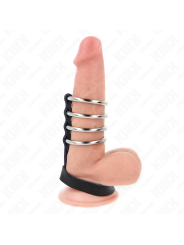 KINK - 4 ANILLOS PENE METAL 3.8 CM CONECTADOS CON CORREA DE CUERO 22 X 1.5 CM Y CIERRE A PRESIÓN