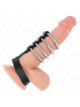 KINK - 4 ANILLOS PENE METAL 3.8 CM CONECTADOS CON CORREA DE CUERO 22 X 1.5 CM Y CIERRE A PRESIÓN