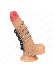 KINK - 5 ANILLOS PENE 3.7 CM A 5 CM METAL CONECTADOS POR CUERO