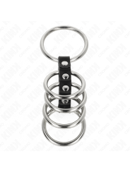 KINK - 5 ANILLOS PENE 3.7 CM A 5 CM METAL CONECTADOS POR CUERO