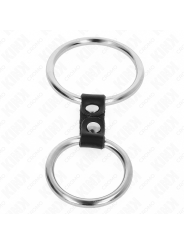 KINK - ANILLO PENE DOBLE METAL 3.7 CM A 5 CM CONECTADOS POR CORREA POLIPIEL MODELO 2