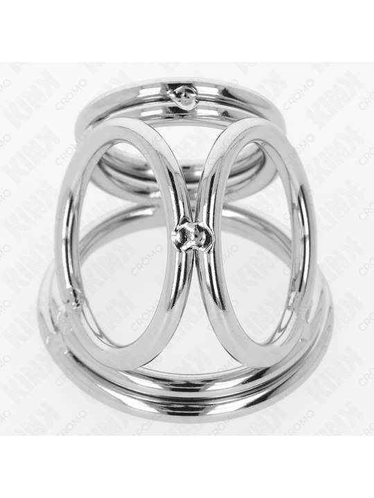 KINK - ANILLO PENE TRIPLE METAL CROMADO 3.8 CM A 5 CM MODELO 1