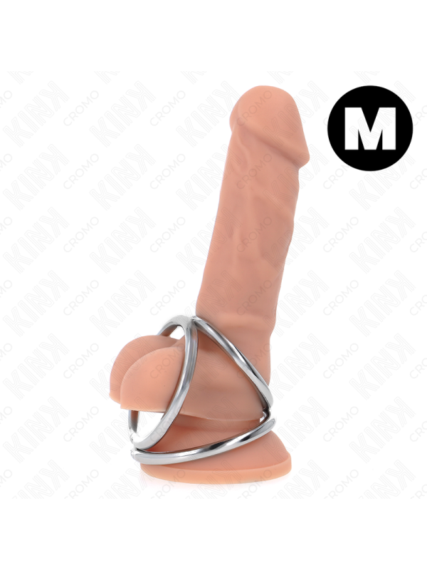 KINK - ANILLO PENE TRIPLE METAL CROMADO 3.8 CM A 5 CM MODELO 2