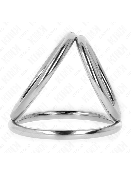 KINK - ANILLO PENE TRIPLE METAL CROMADO 3.8 CM A 5 CM MODELO 2