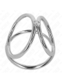 KINK - ANILLO PENE TRIPLE METAL CROMADO 3.8 CM A 5 CM MODELO 2