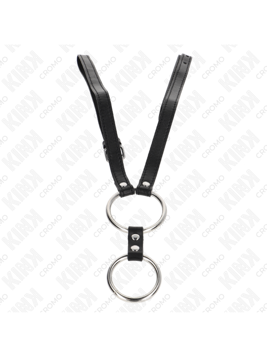 KINK - ANILLO PENE DOBLE METAL 3.8 CM A 5 CM CON CINTURÓN DE POLIPIEL 112 CM