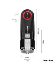 Medidas del Jamyjob Gravity: 28,5 cm de alto, 14 cm de canal, 9,1 cm de ancho y botones de encendido y empuje