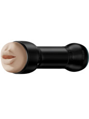 Masturbador Kiiroo Feel Mouth Stroker en carcasa negra con el cabezal de succión PowerBlow enroscado