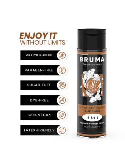 BRUMA - ACEITE DE MASAJE PREMIUM EFECTO CALOR SABOR TARTA AMERICANA 3 EN 1 - 100 ML