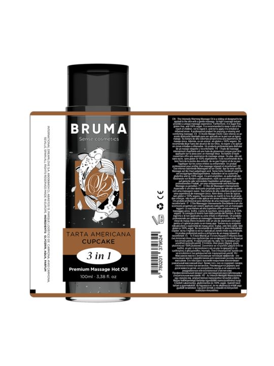 BRUMA - ACEITE DE MASAJE PREMIUM EFECTO CALOR SABOR TARTA AMERICANA 3 EN 1 - 100 ML