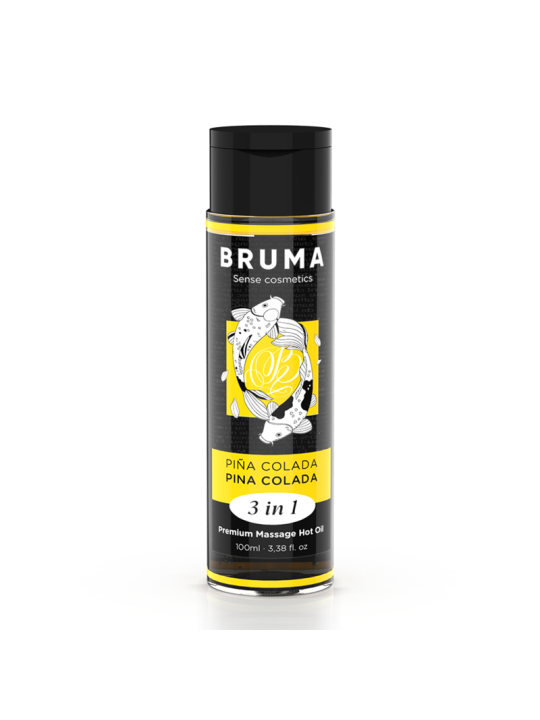 BRUMA - ACEITE DE MASAJE PREMIUM EFECTO CALOR SABOR PIÑA COLADA 3 EN 1 - 100 ML