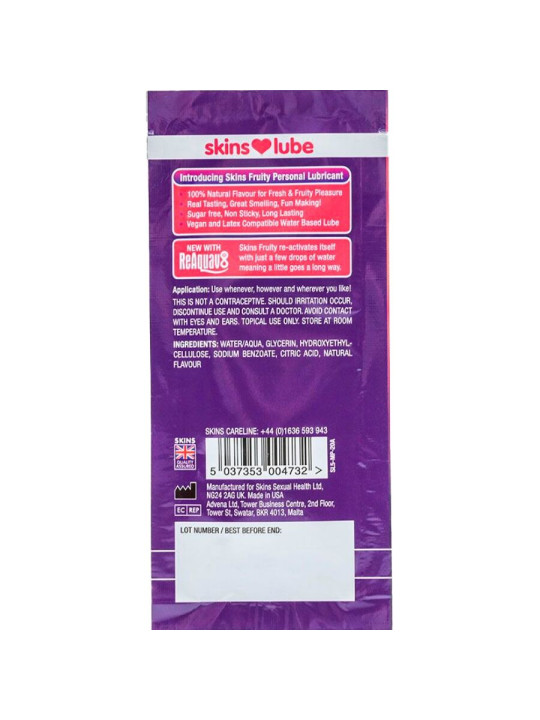 SKINS - FRUITY LUBRICANTE BASE DE AGUA MANGO & FRUTA PASIÓN MONODOSIS 5 ML