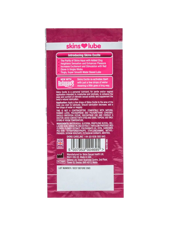 SKINS - EXCITE LUBRICANTE BASE DE AGUA MONODOSIS 5 ML