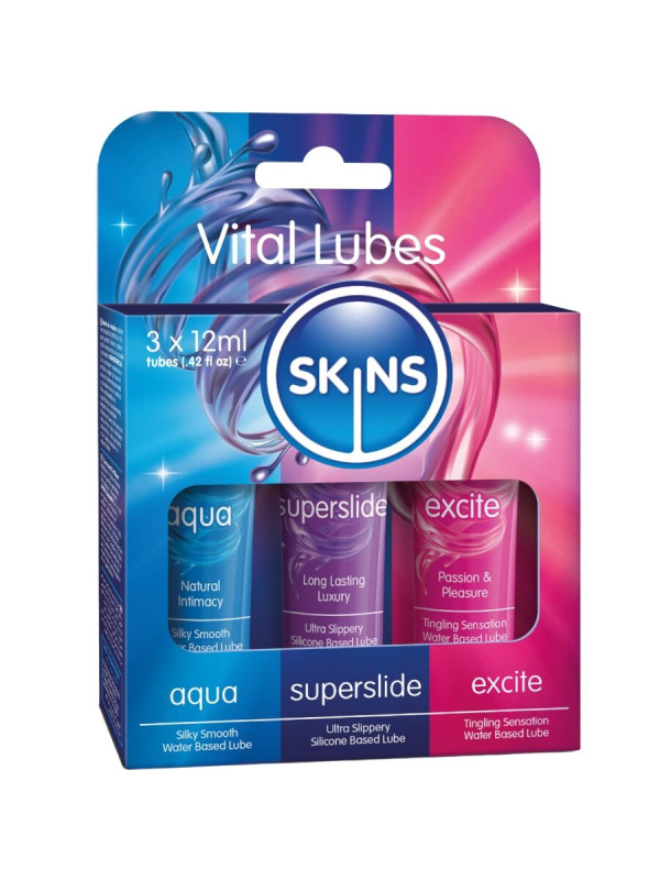 SKINS - VITAL LUBES KIT LUBRICANTES AQUA, SUPERSLIDE & EXCITE 3 x 12 ML