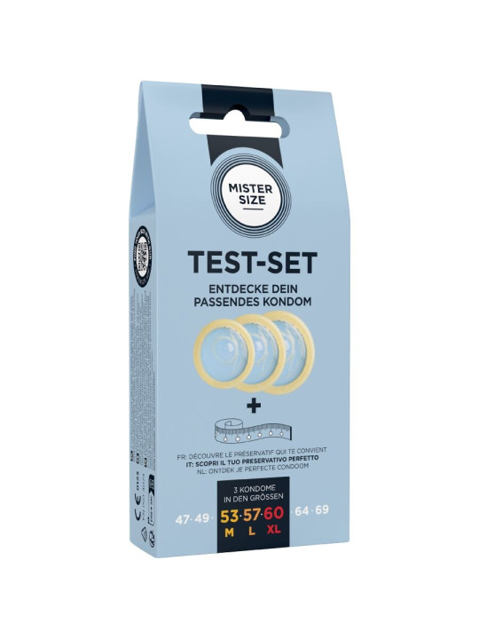 MISTER SIZE - TEST SET 3 PRESERVATIVOS DIFERENTES TALLAS + CINTA MÉTRICA