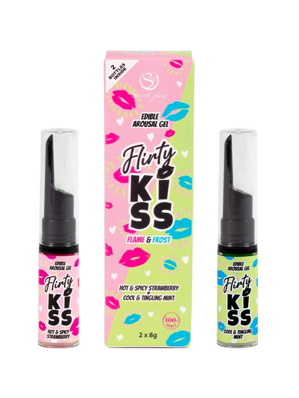 SECRETPLAY - FLIRTY KISS GELES CON EFECTOS SEXO ORAL FRESA & MENTA 2 x 8 GR