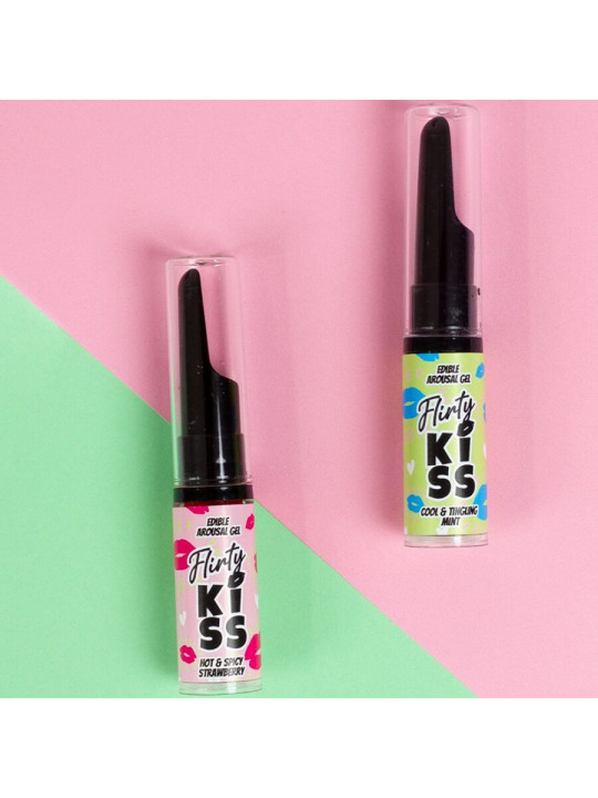 SECRETPLAY - FLIRTY KISS GELES CON EFECTOS SEXO ORAL FRESA & MENTA 2 x 8 GR