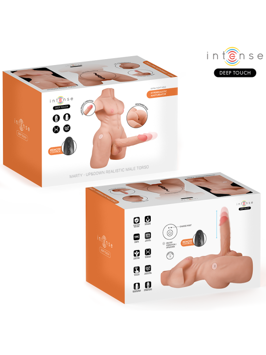 INTENSE DEEP TOUCH - MARTY TORSO CON ANO Y DILDO REALÍSTICO CON EMPUJE Y VIBRACIÓN CONTROL REMOTO 6.2 KG