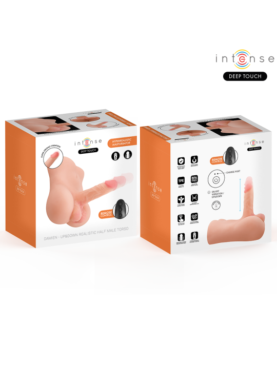 INTENSE DEEP TOUCH - DAMIEN TORSO CON DILDO REALÍSTICO CON EMPUJE Y VIBRACIÓN CONTROL REMOTO 3.5 KG