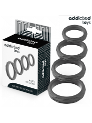 ADDICTED TOYS - SET ANILLOS PENE TEXTURIZADOS 4 TAMAÑOS