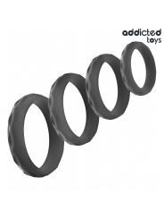 ADDICTED TOYS - SET ANILLOS PENE TEXTURIZADOS 4 TAMAÑOS