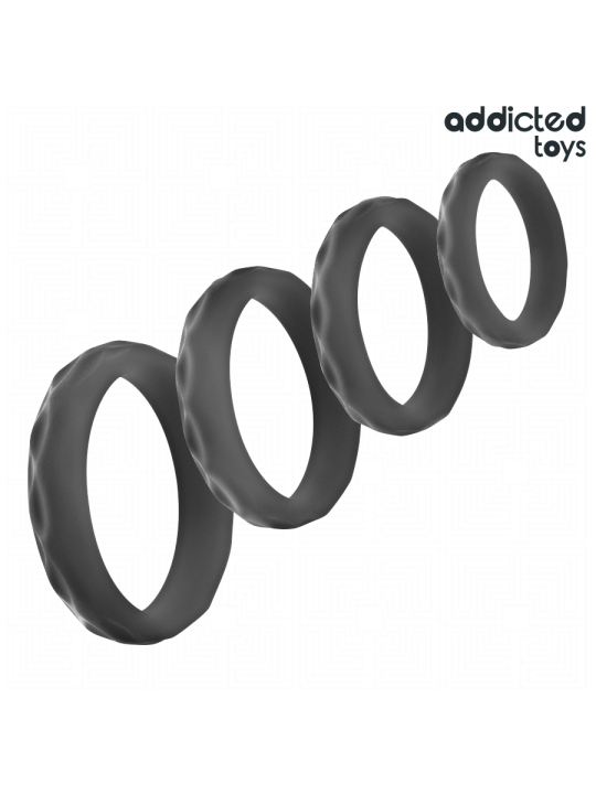 ADDICTED TOYS - SET ANILLOS PENE TEXTURIZADOS 4 TAMAÑOS