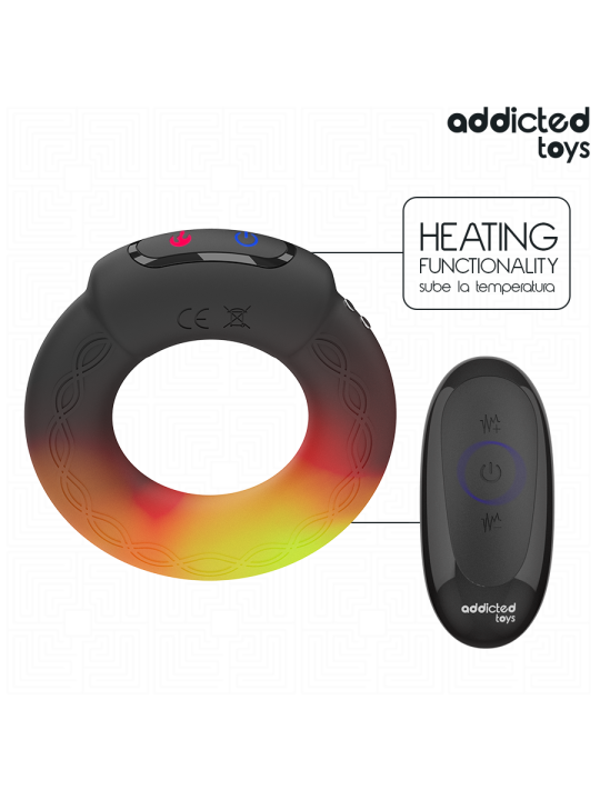 ADDICTED TOYS - ANILLO PENE VIBRADOR EFECTO CALOR CONTROL REMOTO