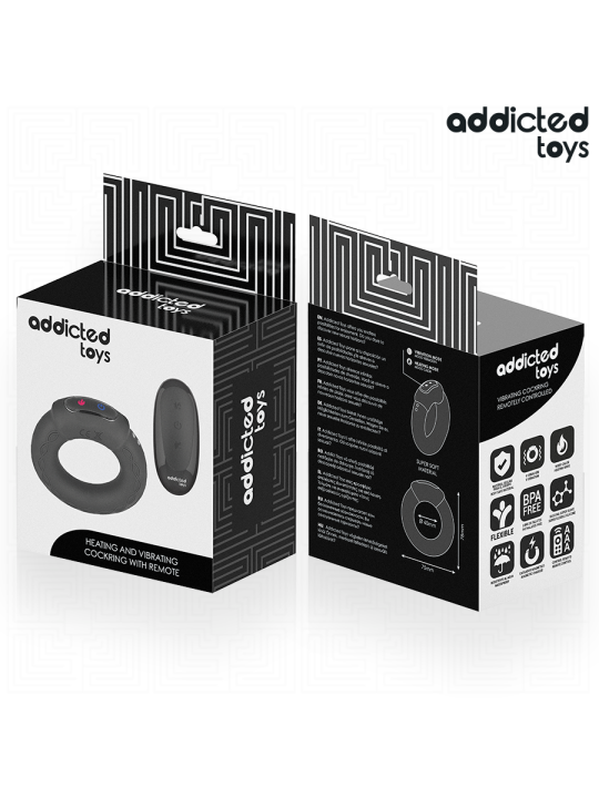 ADDICTED TOYS - ANILLO PENE VIBRADOR EFECTO CALOR CONTROL REMOTO