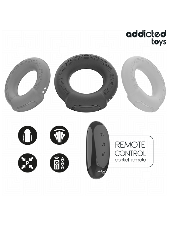 ADDICTED TOYS - ANILLO PENE VIBRADOR EFECTO CALOR CONTROL REMOTO